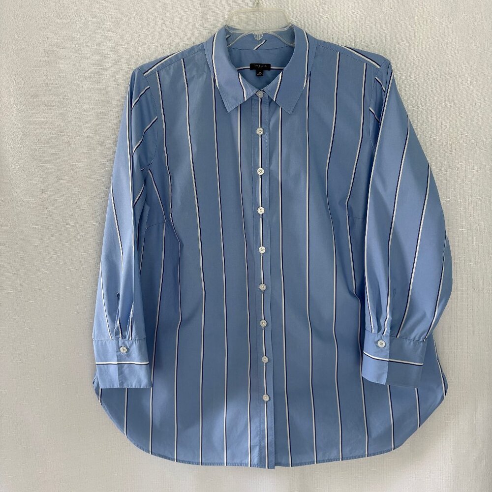 TALBOTS Striped Cotton 3/4 Sleeve Shirt